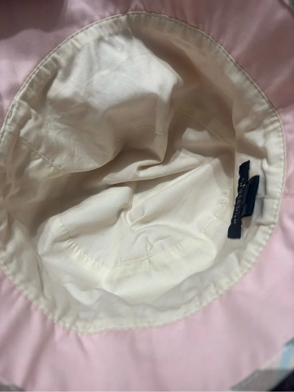 Burberry Light Pink Bucket Hat with Check Trim